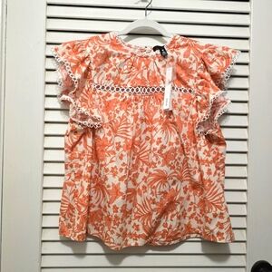 Aqua Women's Blouse XL Coral Floral